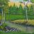 Acrylbild, Fluss am Wald 80x60 von
