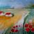 Landschaftsaquarell mit Mohnblumen von galerie-rosa